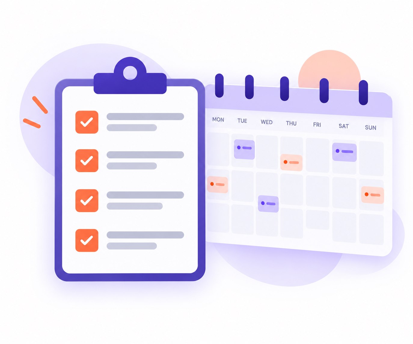 Checklist and weekly calendar